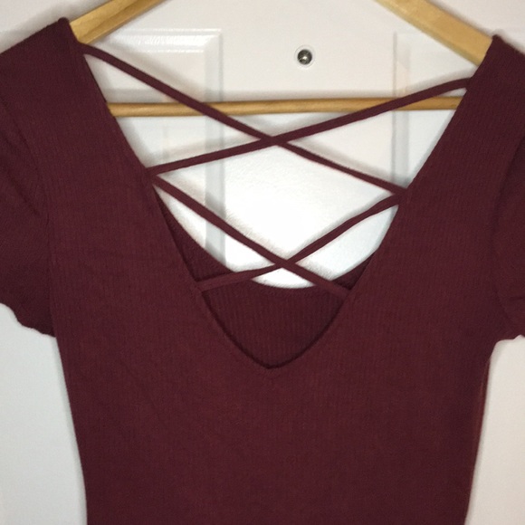 Hollister Red Skater Dress Small Ribbed Strappy Short Sleeve Circle Skirt - Picture 5 of 7